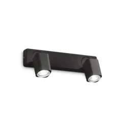 Ideal Lux seinävalaisin Rudy Square, musta, kaksi valoa, metallia