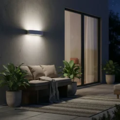 Ideal Lux ulkoseinälamppu Andromeda, harmaa, leveys 45 cm, E27