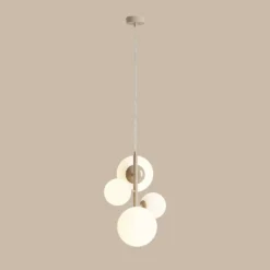 Joel-riippuvalaisin, beige/valkoinen, 4-lamppuinen