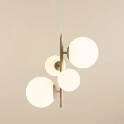 Joel-riippuvalaisin, beige/valkoinen, 4-lamppuinen