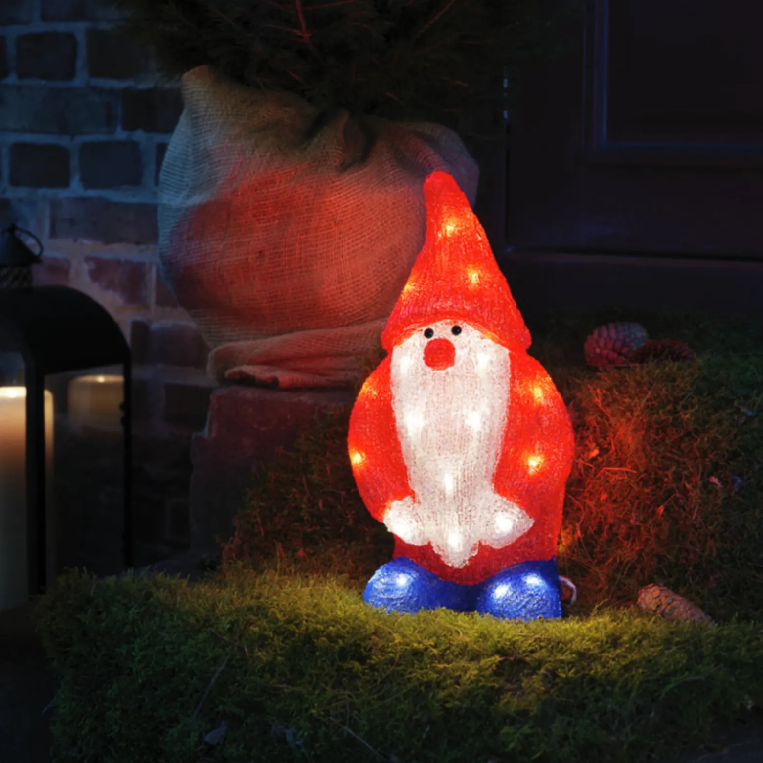 Joulupukki-LED-koristevalo punainen IP44, K 36 cm