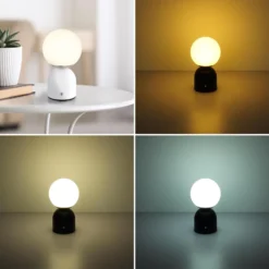 Julsy LED ladattava pöytävalaisin, valkoinen, korkeus 21 cm, metalli, CCT