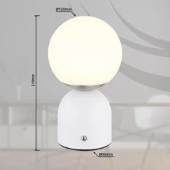 Julsy LED ladattava pöytävalaisin, valkoinen, korkeus 21 cm, metalli, CCT