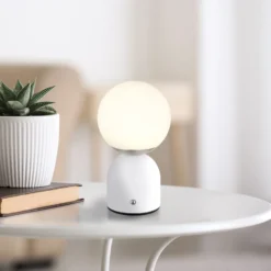 Julsy LED ladattava pöytävalaisin, valkoinen, korkeus 21 cm, metalli, CCT