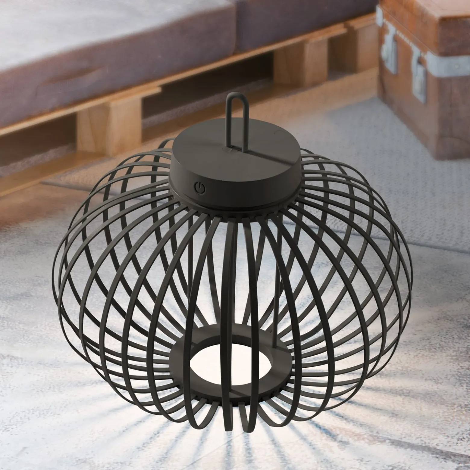 JUST LIGHT. Akuba LED ladattava pöytävalaisin musta 33 cm bambu