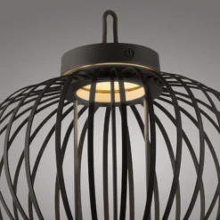 JUST LIGHT. Akuba LED ladattava pöytävalaisin musta 33 cm bambu