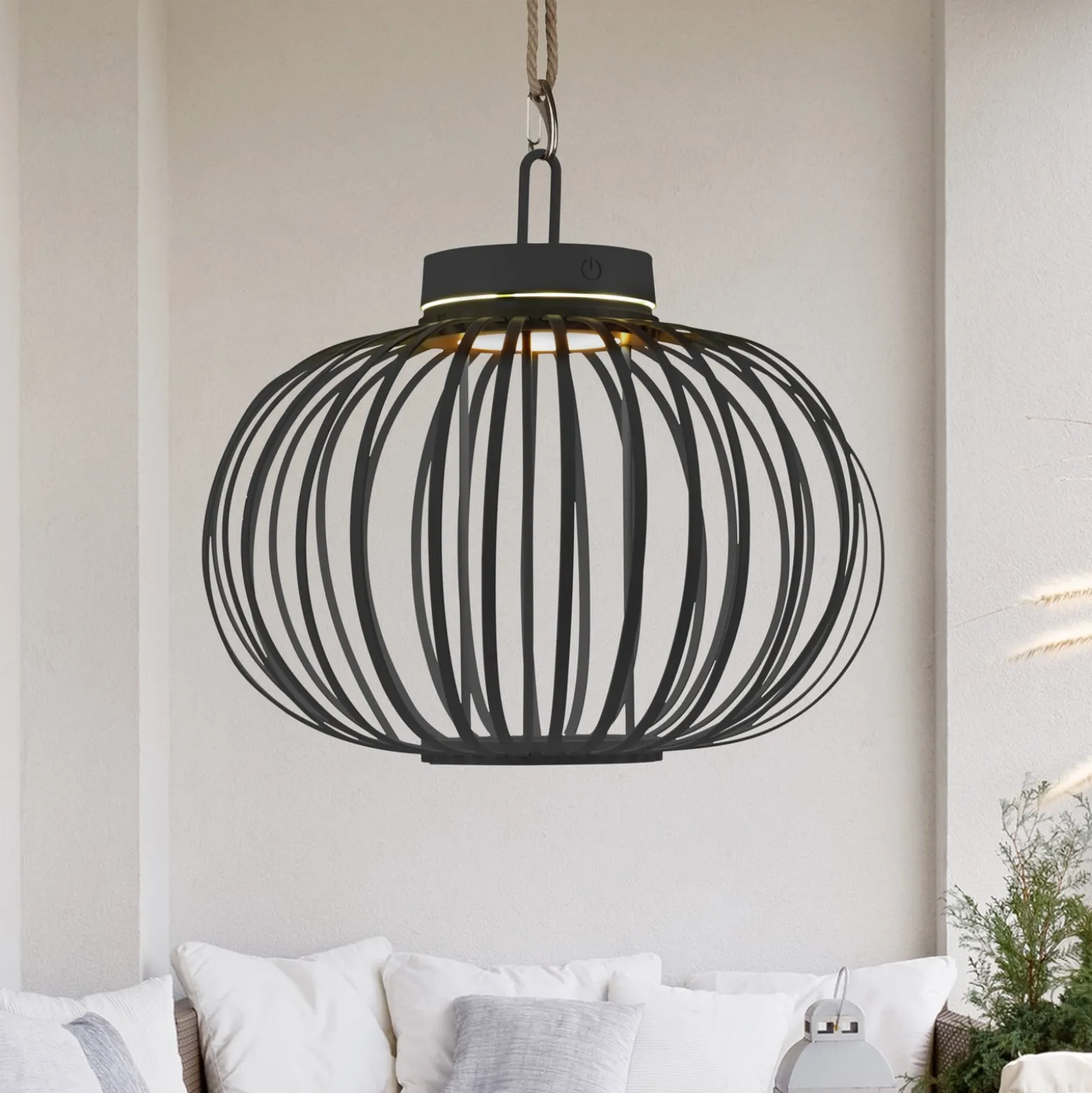 JUST LIGHT. Akuba LED ladattava pöytävalaisin musta 33 cm bambu