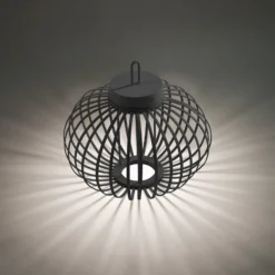 JUST LIGHT. Akuba LED ladattava pöytävalaisin musta 33 cm bambu