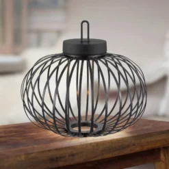 JUST LIGHT. Akuba LED ladattava pöytävalaisin musta 33 cm bambu