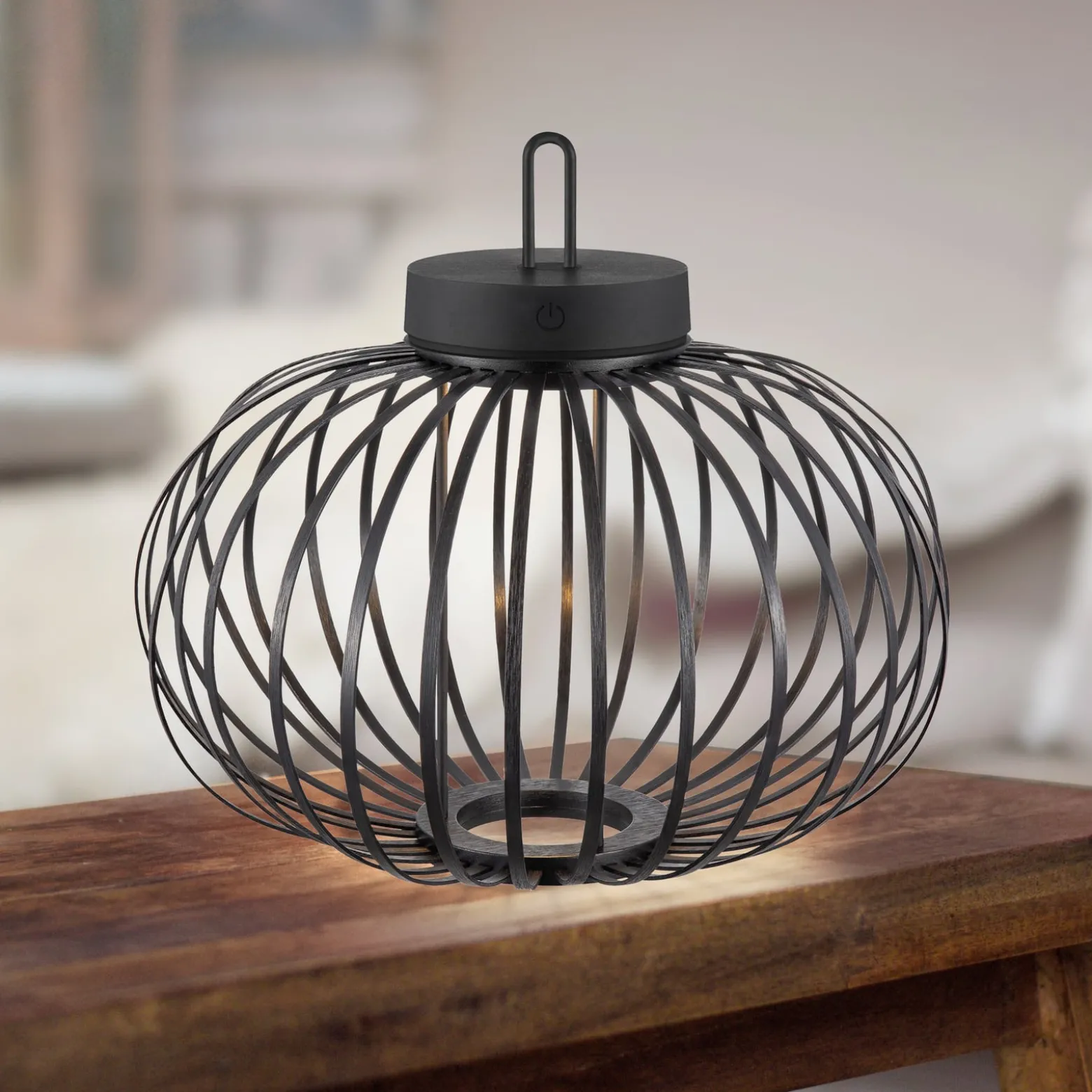 JUST LIGHT. Akuba LED ladattava pöytävalaisin musta 33 cm bambu