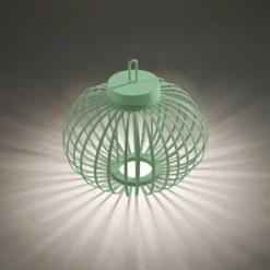 JUST LIGHT. Akuba LED-ladattava pöytävalaisin, vihreä, 33 cm, bambu