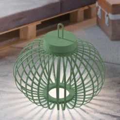 JUST LIGHT. Akuba LED-ladattava pöytävalaisin, vihreä, 33 cm, bambu