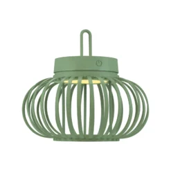 JUST LIGHT. Akuba LED-ladattava pöytävalaisin, vihreä, 22 cm, bambu