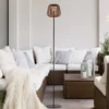 JUST LIGHT. Askia LED-lattiavalaisin, rottinki, IP54, kosketusvalo