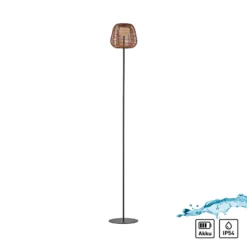 JUST LIGHT. Askia LED-lattiavalaisin, rottinki, IP54, kosketusvalo