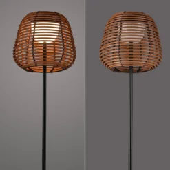 JUST LIGHT. Askia LED-lattiavalaisin, rottinki, IP54, kosketusvalo