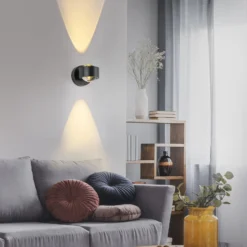 JUST LIGHT. LED-akkuinen seinävalaisin Chia musta rauta 3 000 K