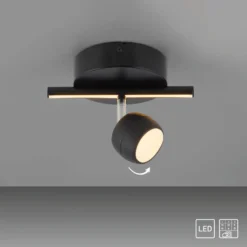 JUST LIGHT. LED-kattospotti Jarik, 1-lamppuinen, musta, 3 000 K
