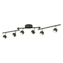 JUST LIGHT. LED-kattospotti Jarik, 6-lamppuinen, musta, 3 000 K