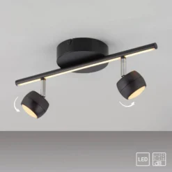 JUST LIGHT. LED-kattospotti Jarik, 2-osainen, musta, 3 000 K