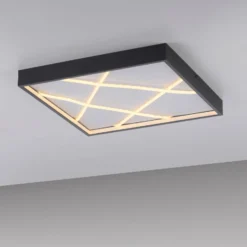 JUST LIGHT. LED-kattovalaisin Mikado, 50 x 50 cm, musta