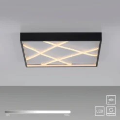 JUST LIGHT. LED-kattovalaisin Mikado, 50 x 50 cm, musta
