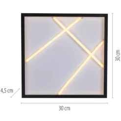 JUST LIGHT. LED-kattovalaisin Mikado, 30 x 30 cm, musta