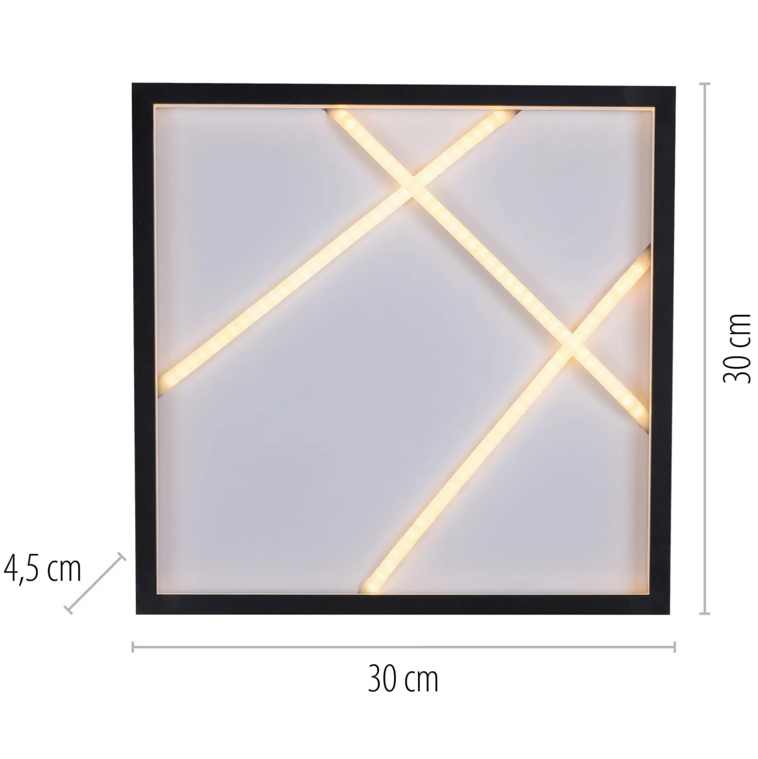 JUST LIGHT. LED-kattovalaisin Mikado, 30 x 30 cm, musta