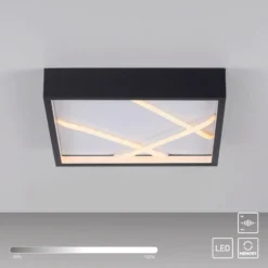 JUST LIGHT. LED-kattovalaisin Mikado, 30 x 30 cm, musta