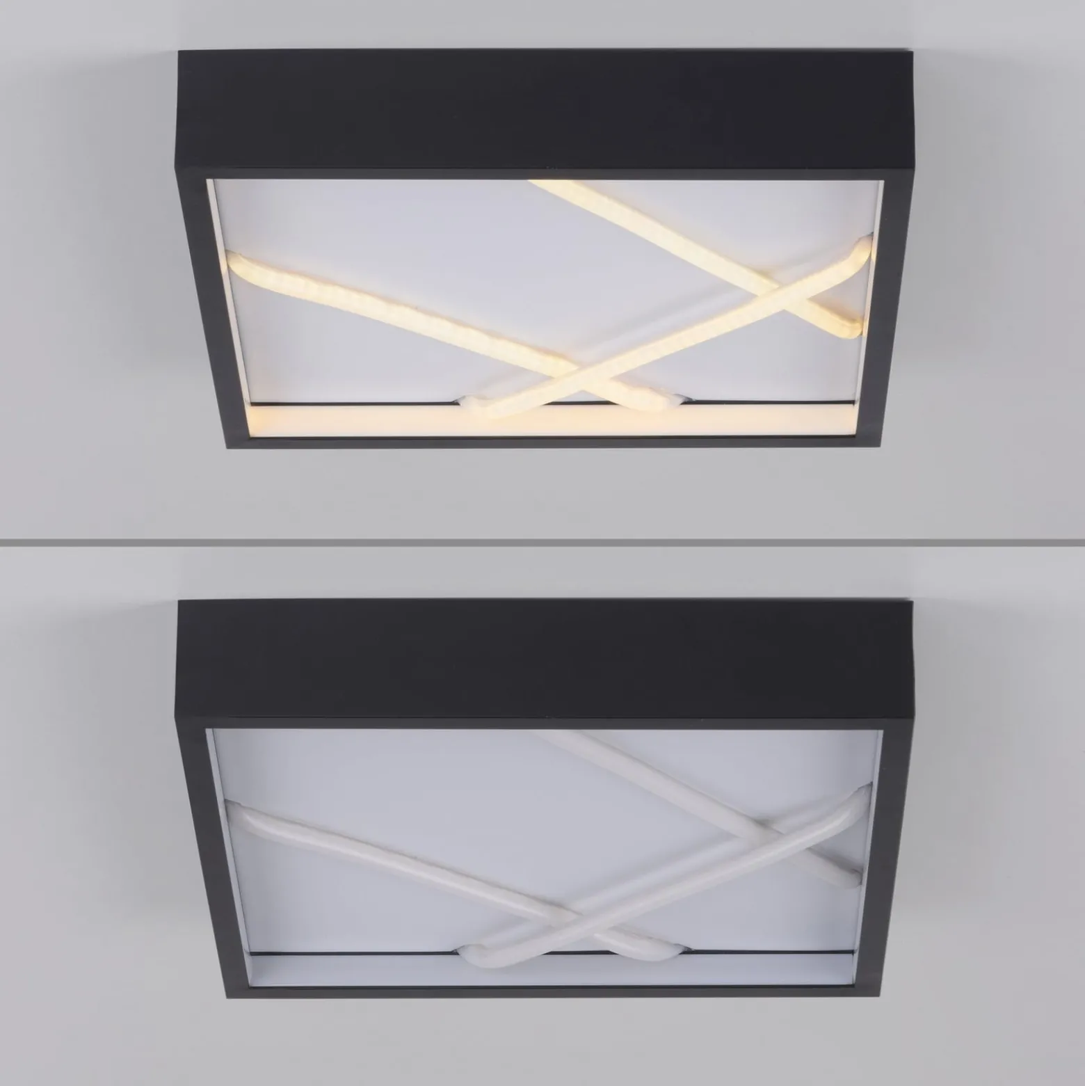 JUST LIGHT. LED-kattovalaisin Mikado, 30 x 30 cm, musta