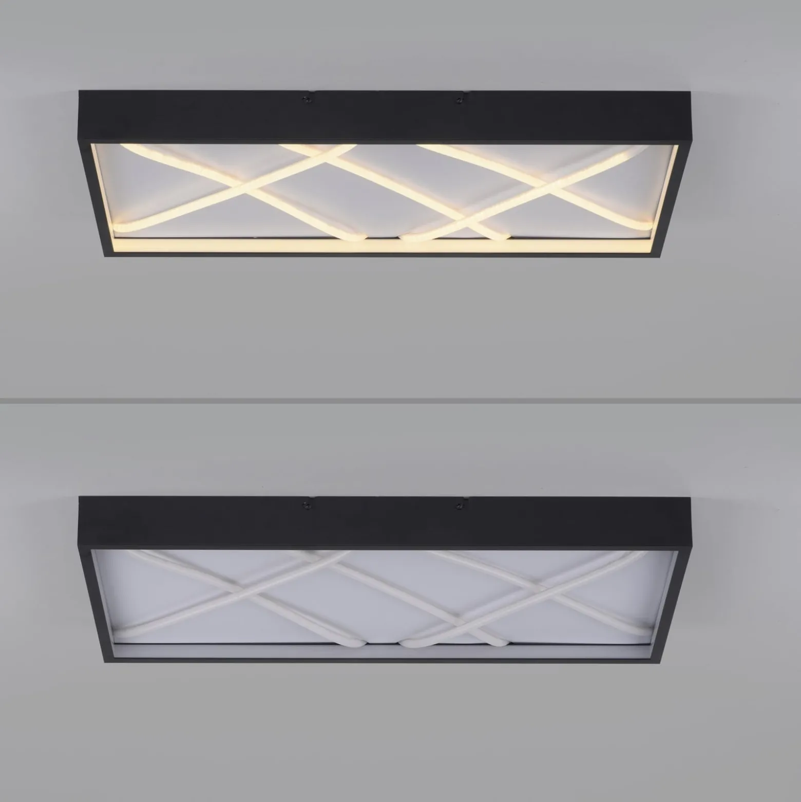 JUST LIGHT. LED-kattovalaisin Mikado, 60 x 30 cm, musta
