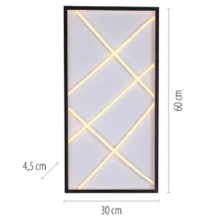 JUST LIGHT. LED-kattovalaisin Mikado, 60 x 30 cm, musta