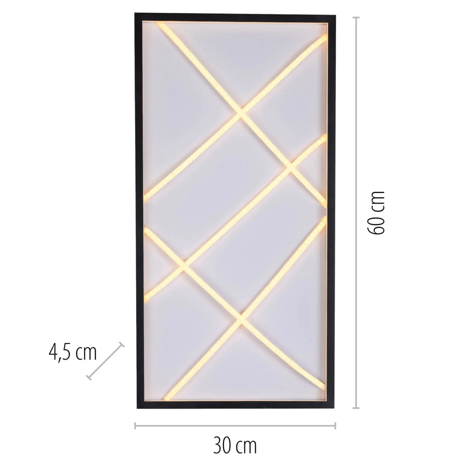 JUST LIGHT. LED-kattovalaisin Mikado, 60 x 30 cm, musta