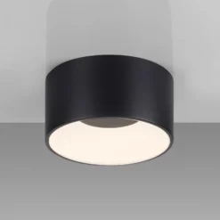 JUST LIGHT. LED-kattovalaisin Tanika musta, Ø16cm, himmennettävä