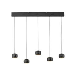 JUST LIGHT. LED-riippuvalaisin Ballini, musta, 5-lamppuinen, kytkin