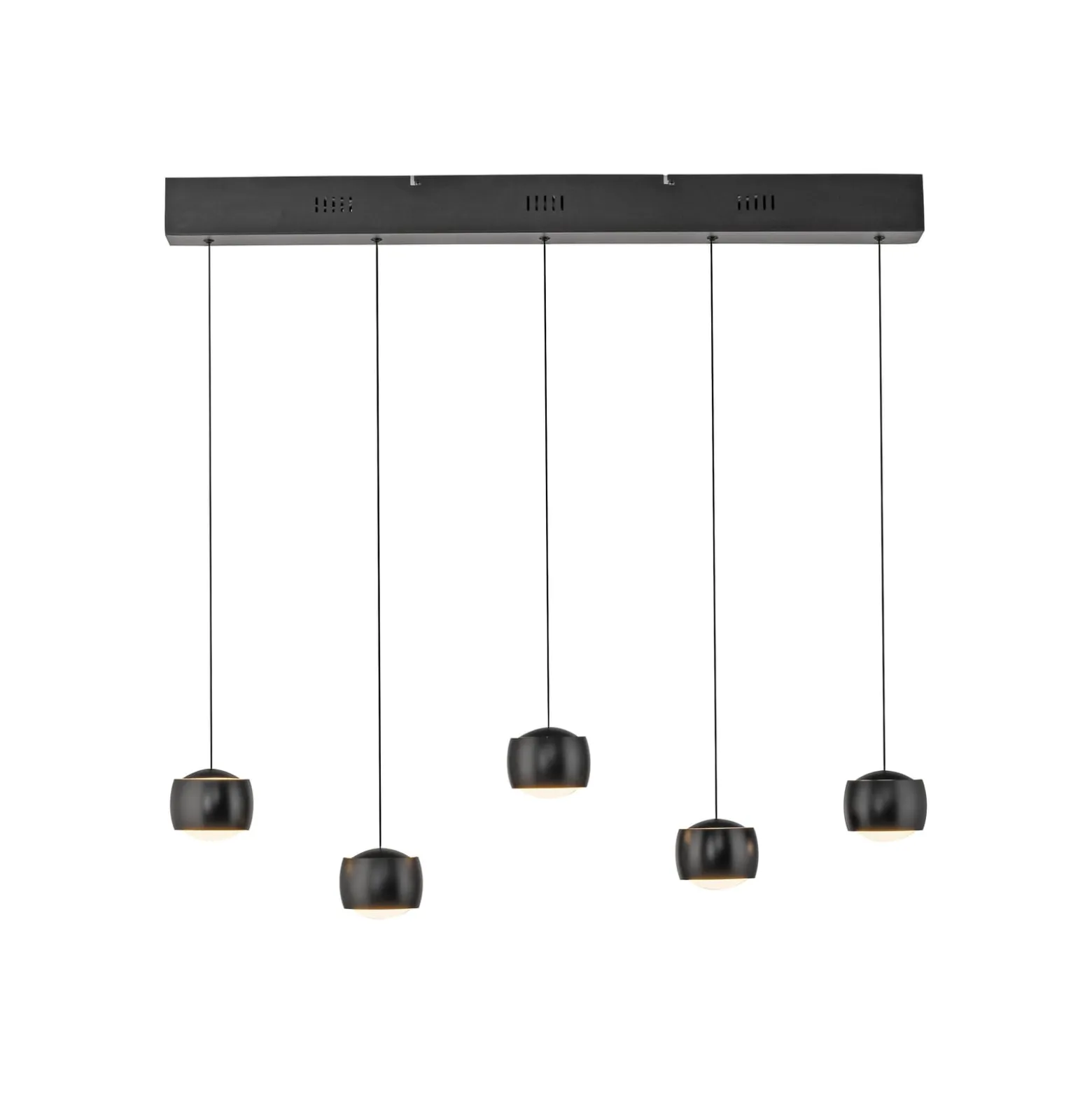 JUST LIGHT. LED-riippuvalaisin Ballini, musta, 5-lamppuinen, kytkin