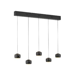 JUST LIGHT. LED-riippuvalaisin Ballini, musta, 5-lamppuinen, kytkin