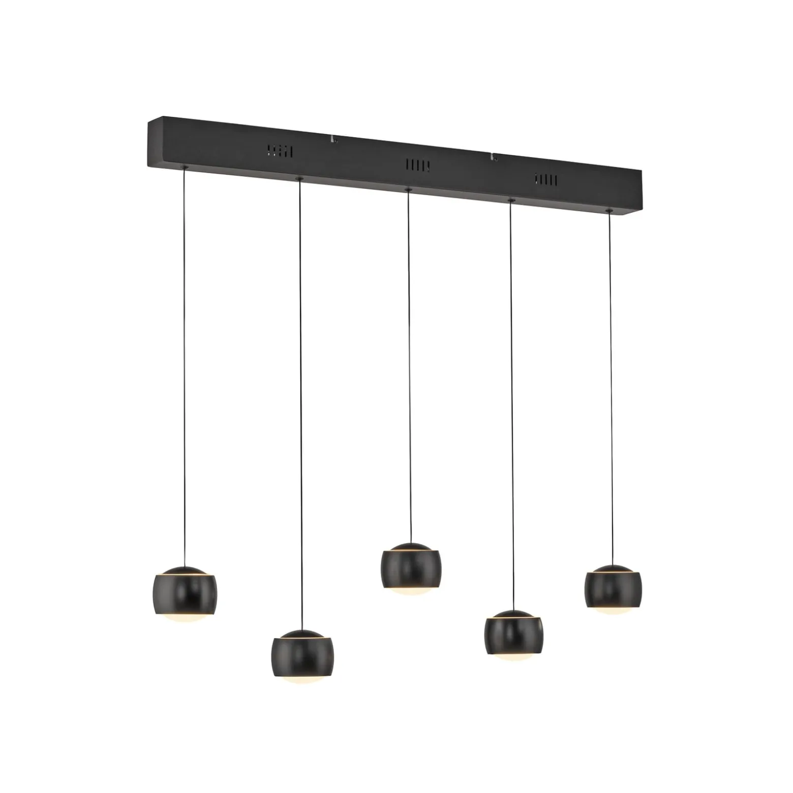 JUST LIGHT. LED-riippuvalaisin Ballini, musta, 5-lamppuinen, kytkin
