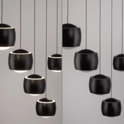 JUST LIGHT. LED-riippuvalaisin Ballini, musta, 5-lamppuinen, kytkin