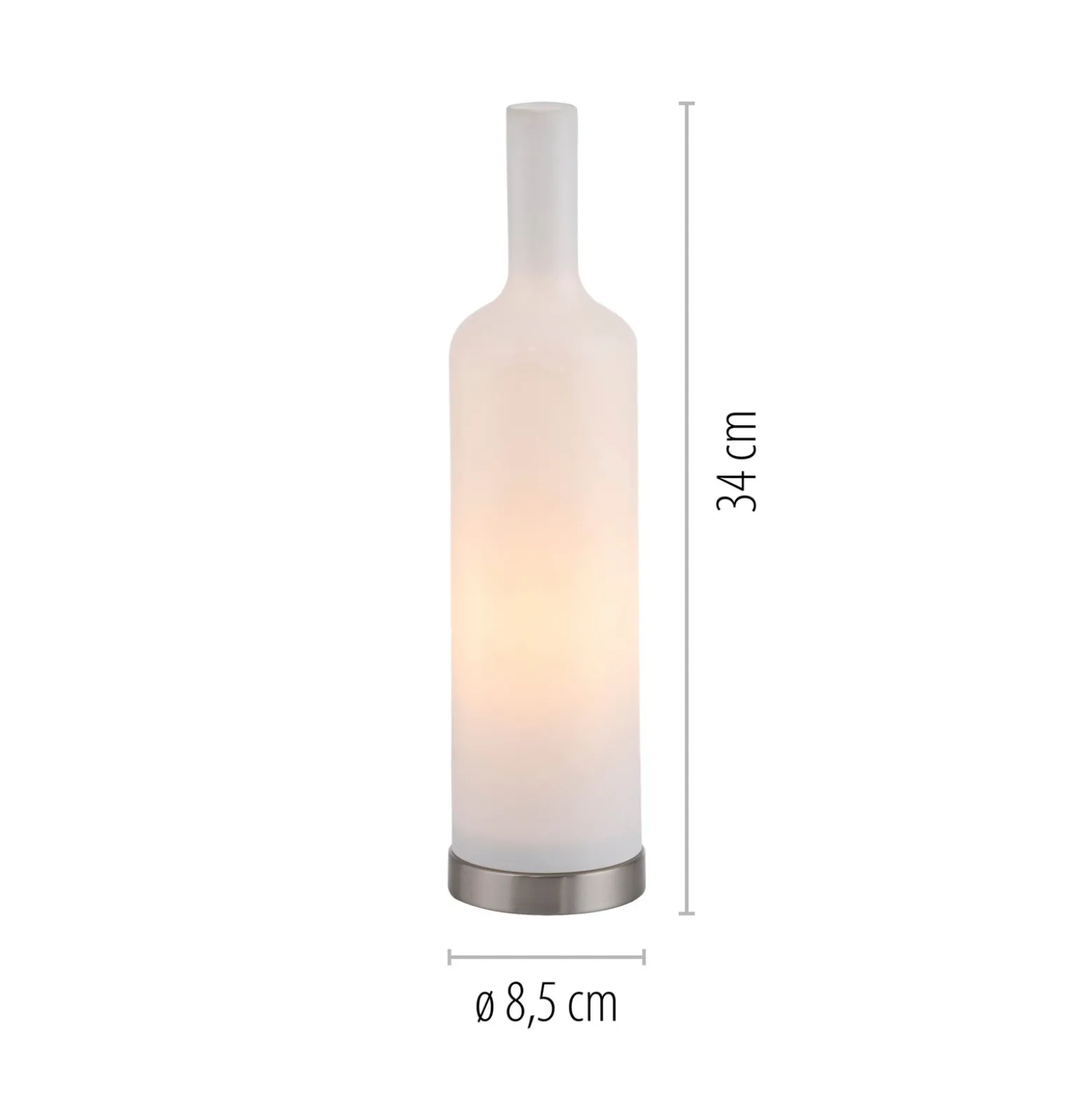 JUST LIGHT. Pöytävalaisin Bottle, opaali, lasi, E14
