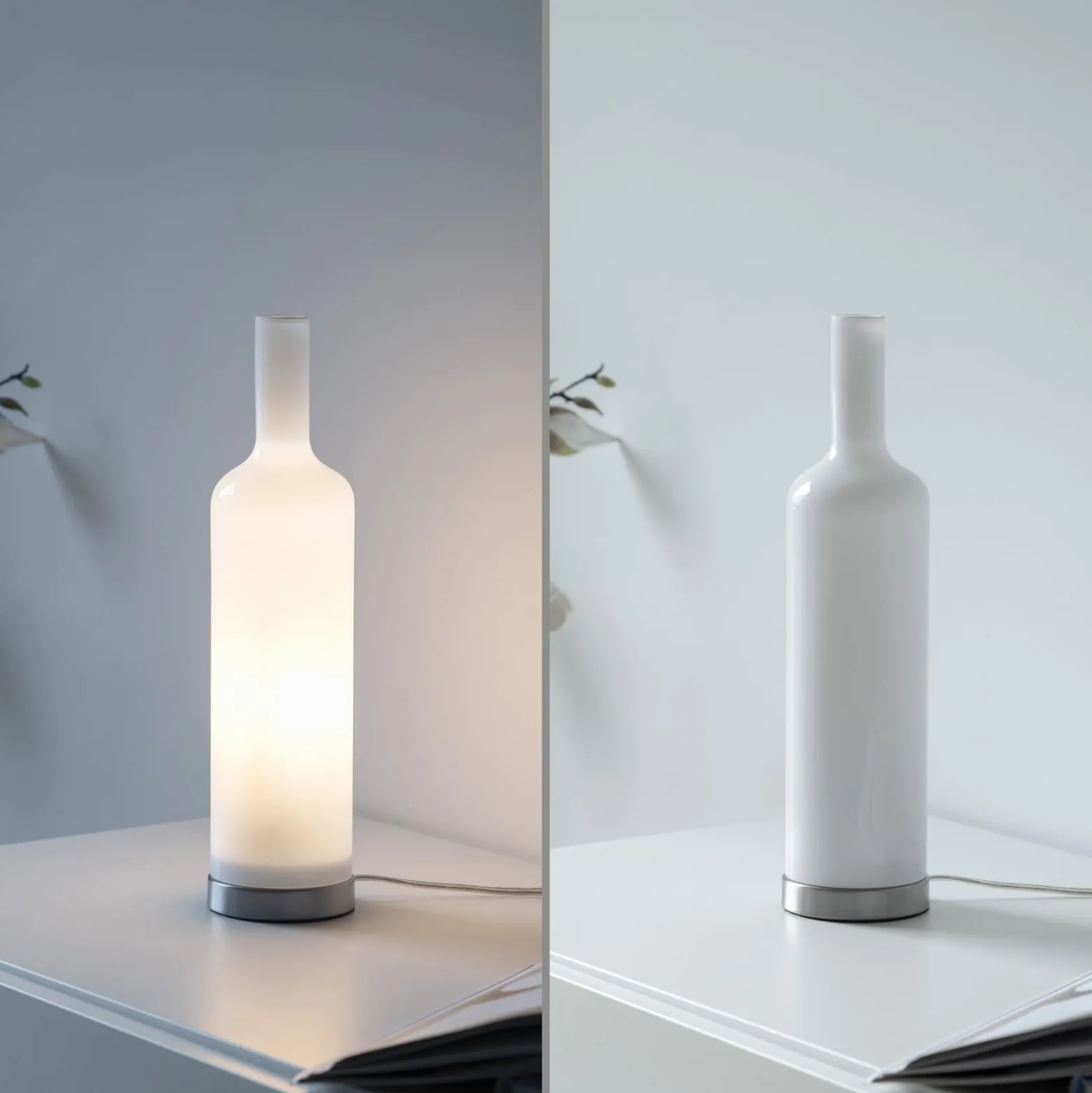 JUST LIGHT. Pöytävalaisin Bottle, opaali, lasi, E14