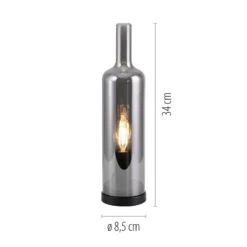 JUST LIGHT. Pöytävalaisin Bottle, savuharmaa, lasi, E14