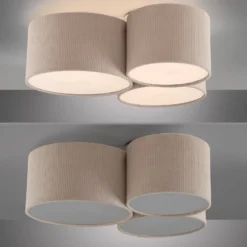 JUST LIGHT. Vihreä Duro-kattovalaisin, tekstiili, kolme lamppua