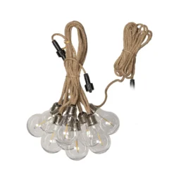 Jutta Outdoor -LED-valoketju, 10-lamppuinen, 5 m, juutti, IP44
