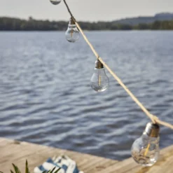 Jutta Outdoor -LED-valoketju, 10-lamppuinen, 5 m, juutti, IP44