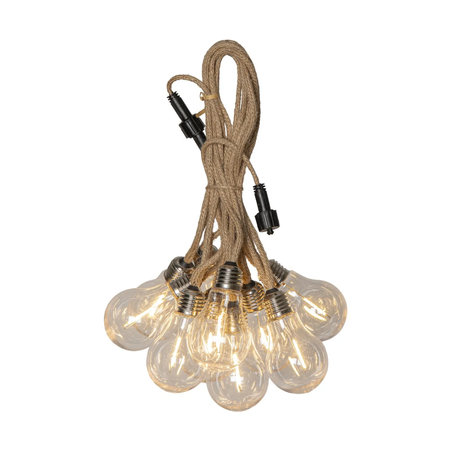 Jutta Outdoor -LED-valoketju, 10-lamppuinen, 5 m, juutti, IP44