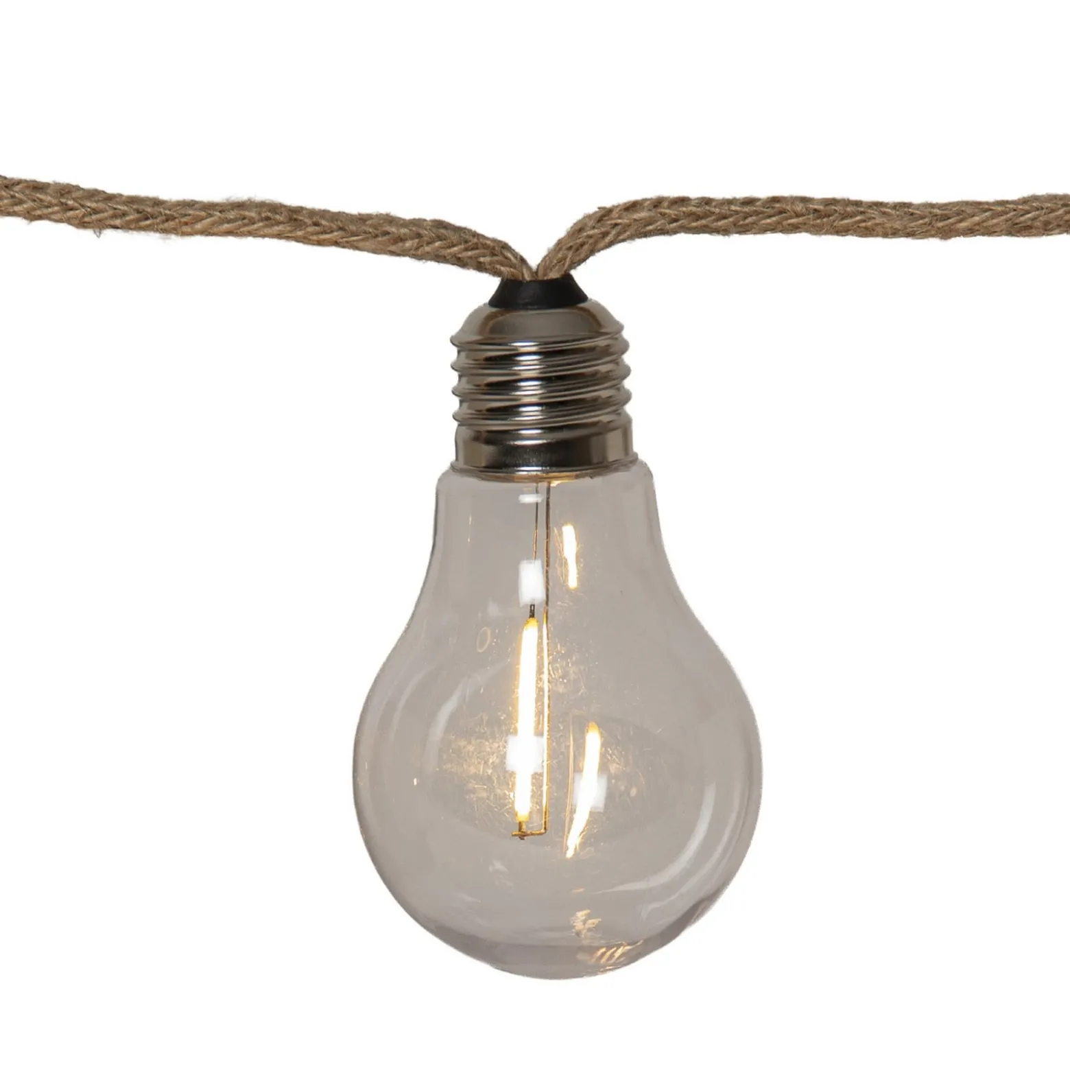 Jutta Outdoor -LED-valoketju, 10-lamppuinen, 5 m, juutti, IP44
