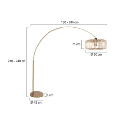Kaareva maavalaisin Sparkled Light pronssi/ruskea, 240 cm, puu