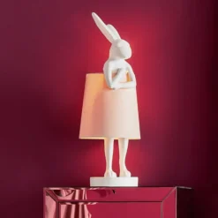 Kare Animal Rabbit pöytävalaisin, valkoinen/vaaleanpunainen, 68 cm, E14