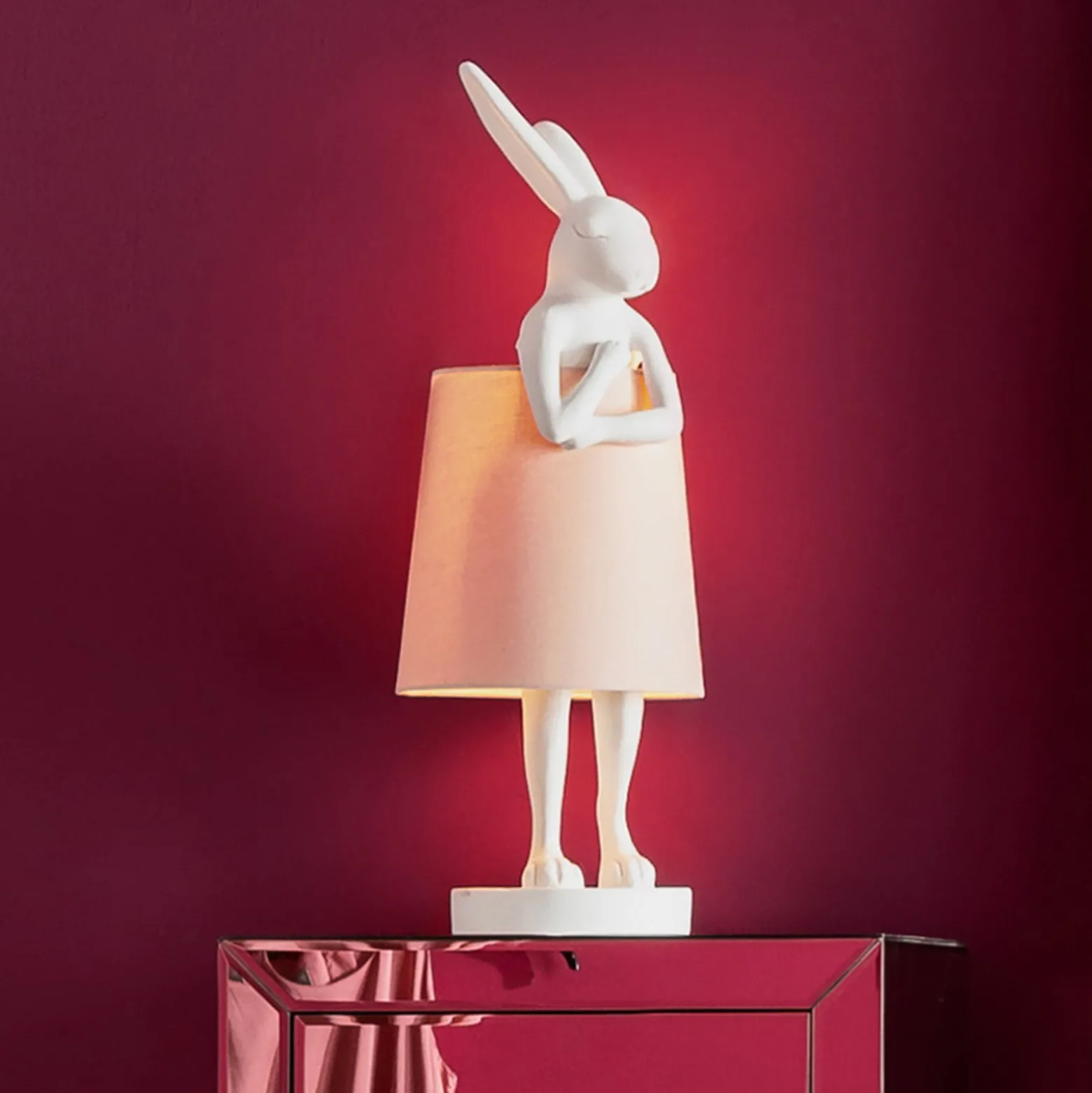 Kare Animal Rabbit pöytävalaisin, valkoinen/vaaleanpunainen, 68 cm, E14